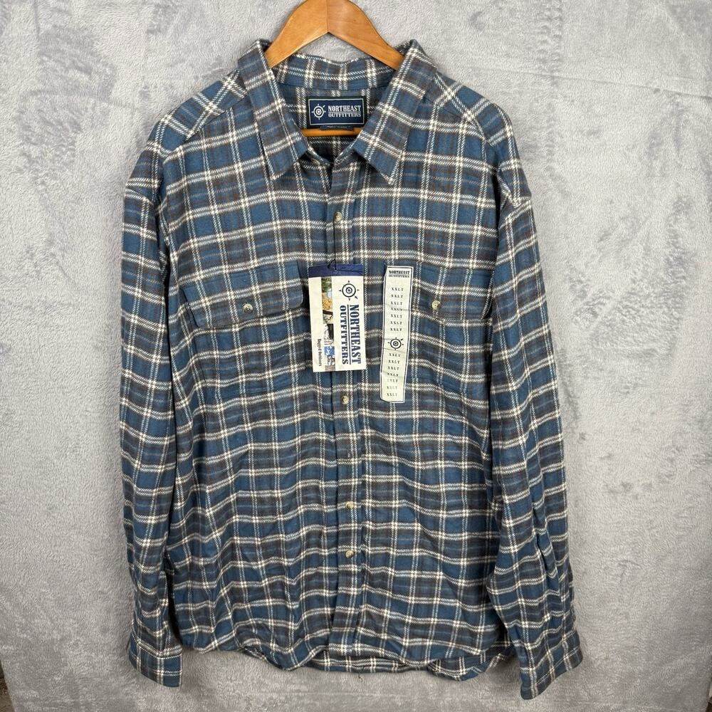 Northeast Outfitters Men’s Flannel Shacket XXLT Blue Plaid Rugged Western New
